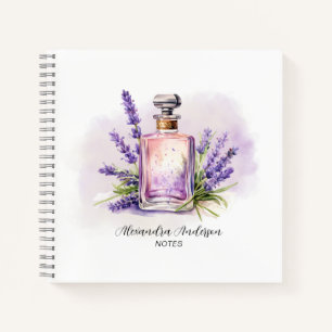 Carnet Huiles essentielles de lavande aquarelle florale