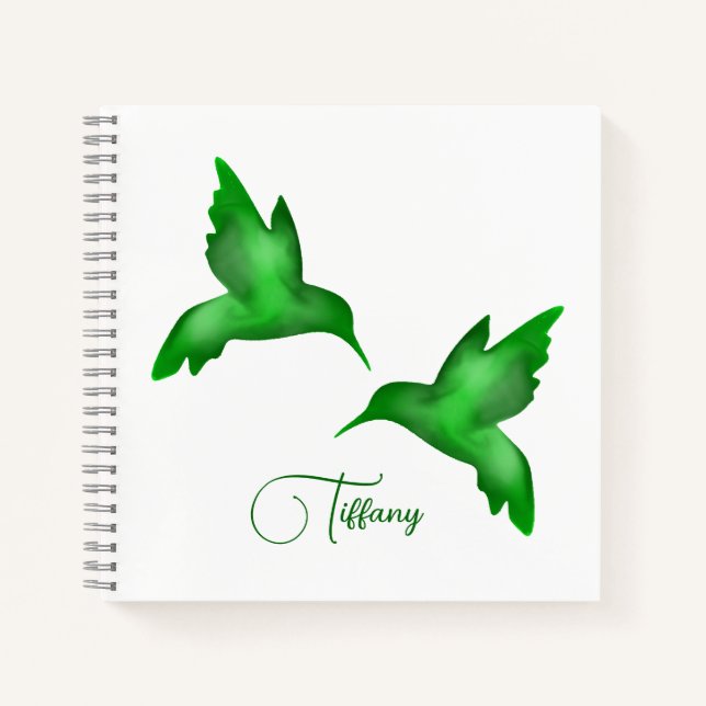 Carnet hummingbird watercolor vibrant green saturated (Devant)