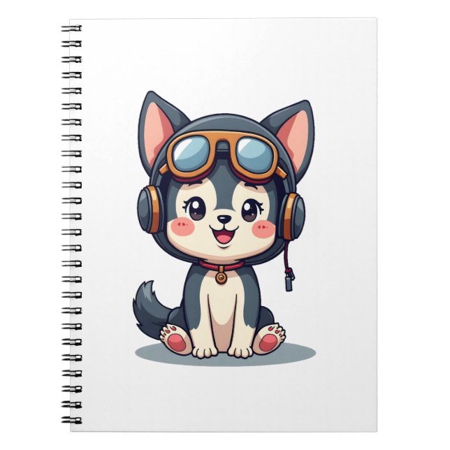 Carnet Husky Pilot Amoureux des chiens Malamute (Devant)