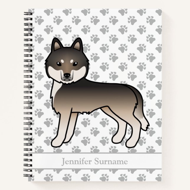 Carnet Husky Sibérien Gris Loup Noir Dessin Animé Chien & (Devant)