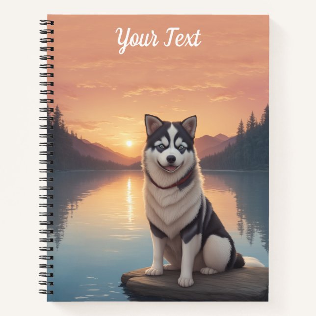 Carnet Husky Sibérien près du lac (Devant)