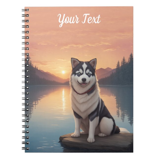 Carnet Husky Sibérien près du lac (Devant)