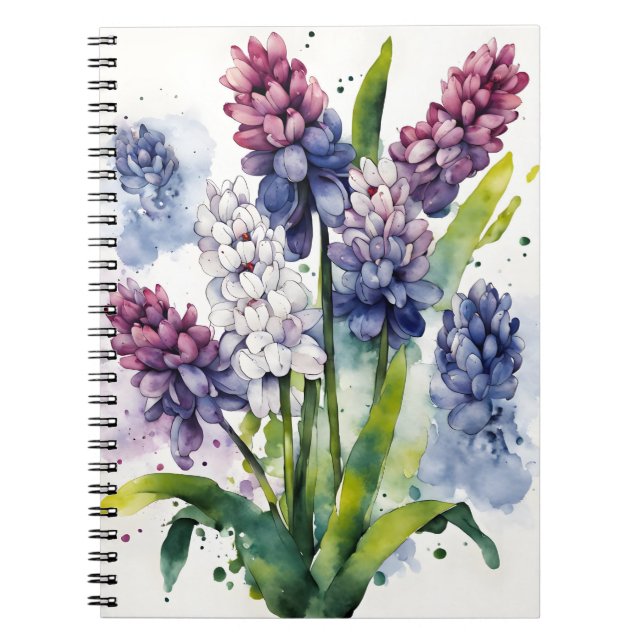 Carnet Hyacinth - Watercolor flowers (Devant)