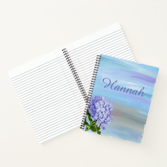 Carnet Hydrangée d'aquarelle personnalisée (Intérieur)