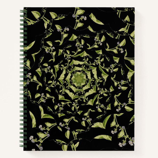 Carnet Hypnose de nature verte et noire fractale (Devant)