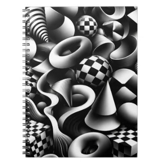 Carnet Hypnotic Monochrome Geometry – 3D Optical Illusion