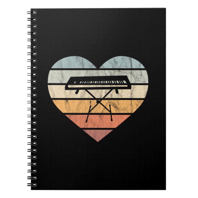 Carnet I Love Clavier et Synthie Retro Heart (Devant)
