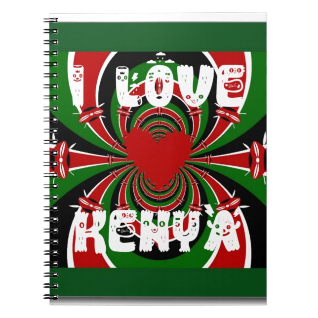 Carnet I Love Heart Kenya : Dynamic Flag Art (Devant)