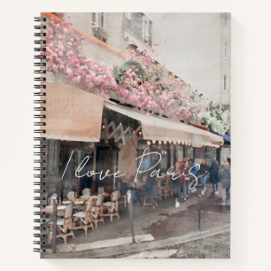Carnet I Love Paris Cafe Street Scènes