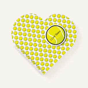 Carnet I LOVE TENNIS Ball Heart Sports Amusant Jaune