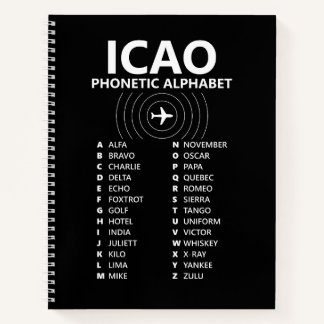 Carnet ICAO Phonetic Alphabet Notebook – Black Edition