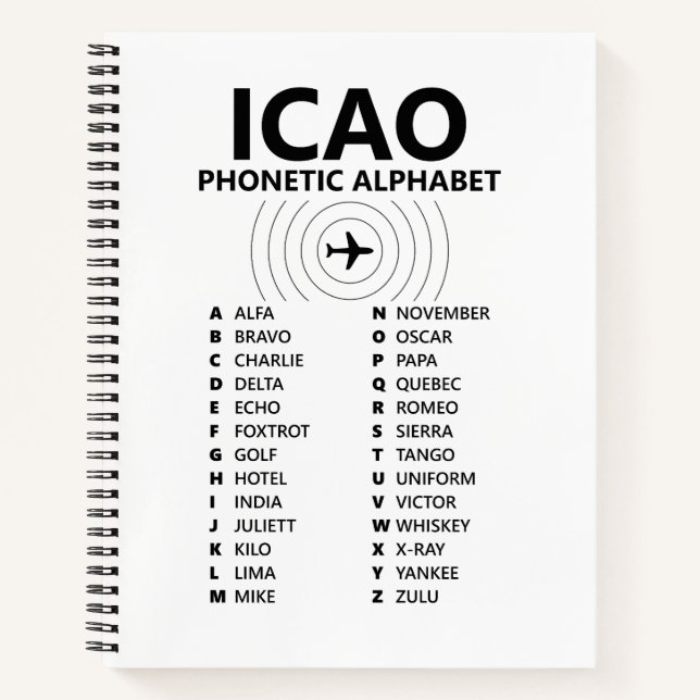 Carnet ICAO Phonetic Alphabet Pilot - Graph Notebook (Devant)
