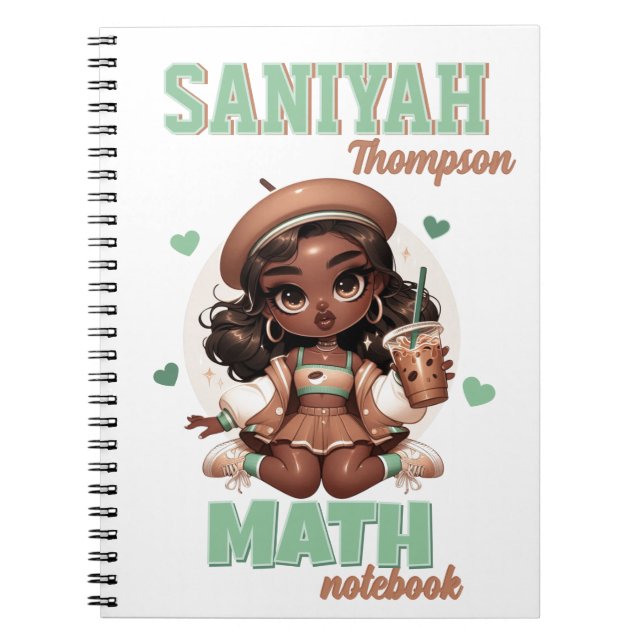 Carnet Ice Coffee Cutie Brown & Green Girl  (Devant)