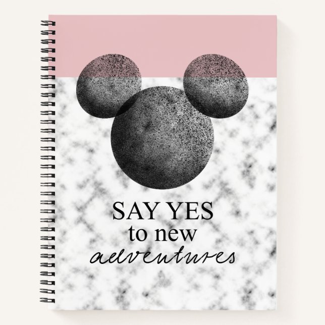 Carnet Icône Mickey | Rose et marbre (Devant)