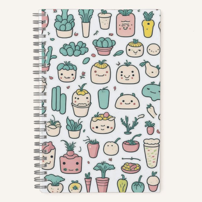 Carnet Icônes végétales Cute kawaii (Recto)