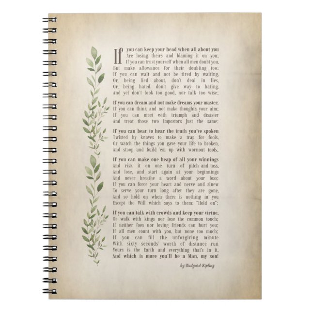 Carnet IF, Poème inspiré de Rudyard Kipling (Devant)