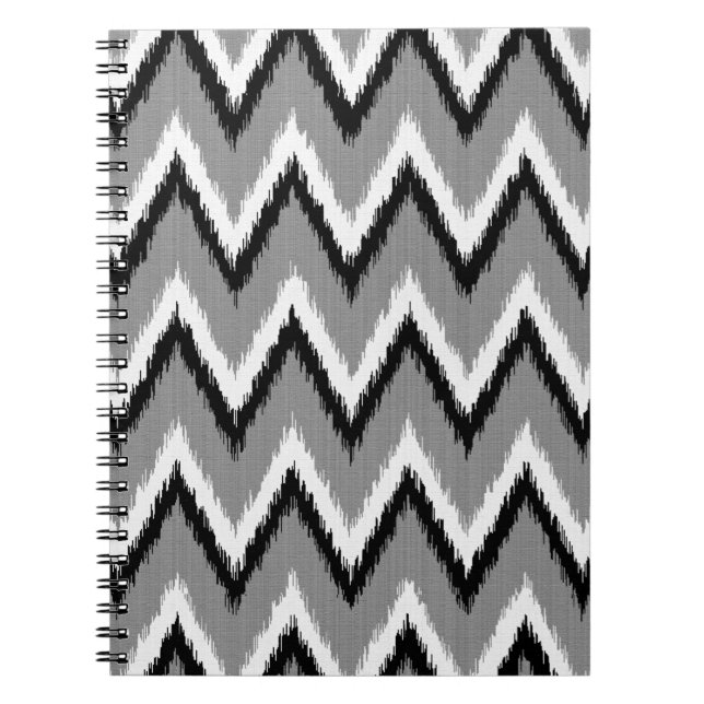 Carnet Ikat Chevron Gris / Gris, Noir & Blanc (Devant)