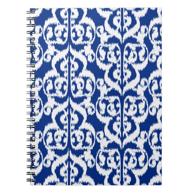 Carnet Ikat Moorish Damask - bleu cobalt et blanc (Devant)