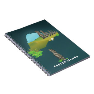 Carnet Île de Pâques Illustrated Carte imprimé affiche de