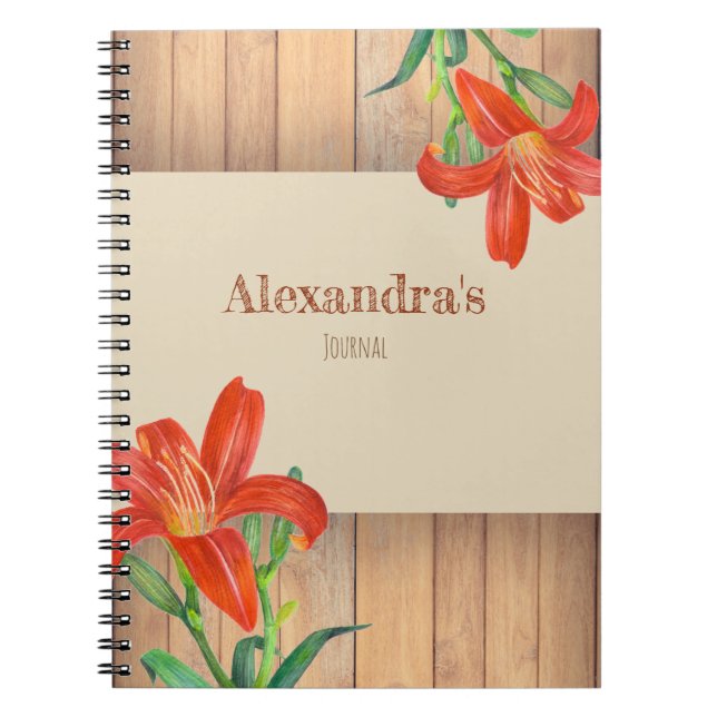 Carnet Illustration botanique Rustique Orange Lily (Devant)