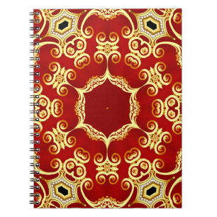 Carnet illustration cadre décoratif avec or motif pe