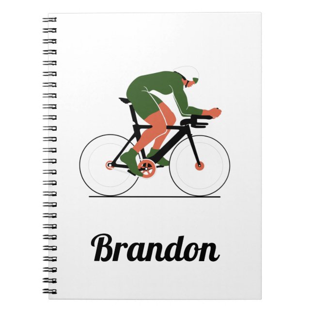 Carnet Illustration cycliste moderne Nom personnalisé du  (Devant)