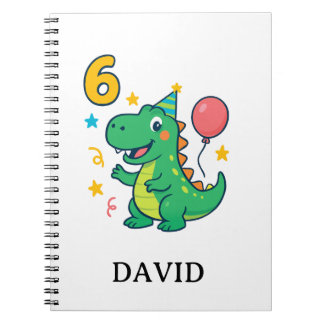 Carnet Illustration d'anniversaire de Happy Dino qui fête