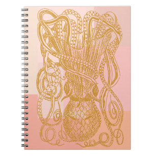 Carnet Illustration d'art de la ligne Octopus Vintage en