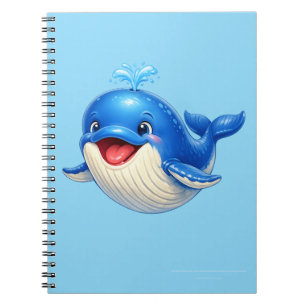 Carnet Illustration de baleine mignonne aux grands yeux A