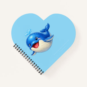 Carnet Illustration de baleine mignonne aux grands yeux A