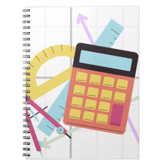 Carnet Illustration de calculatrice mignonne et de fourni