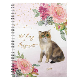 Carnet Illustration de chat et de fleurs pour enfants