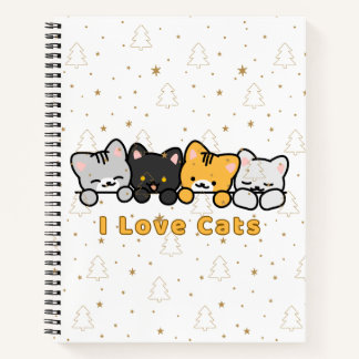 Carnet Illustration de chat mignon J'adore les chats Dess