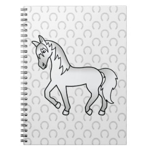 Carnet Illustration de cheval de dessin animé gris trotta