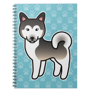 Carnet Illustration de chien Malamute d'Alaska gris loup