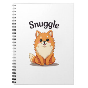 Carnet Illustration de chien mignon Pomeranian câlin vint