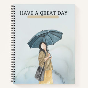 Carnet Illustration de femme d'aquarelle douce jaune bleu