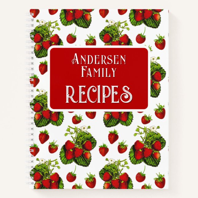 Carnet Illustration de fraise botanique Imprimer Recettes (Devant)