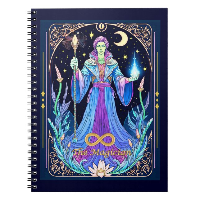 Carnet Illustration de la carte Tarot, le magicien (Devant)