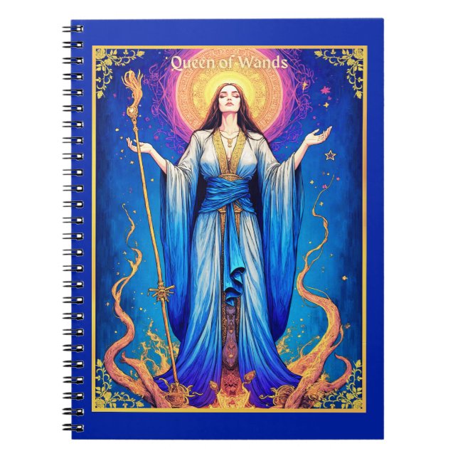 Carnet Illustration de la carte Tarot, reine des baguette (Devant)