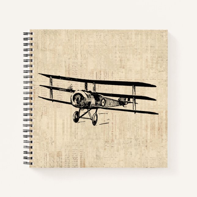 Carnet Illustration de l'ancien avion vintage (Devant)