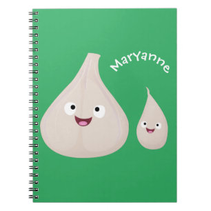 Carnet Illustration de légume de dessin animé à l'ail mig