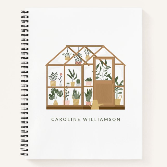 Carnet Illustration de serre du jardinier Nom personnalis (Devant)
