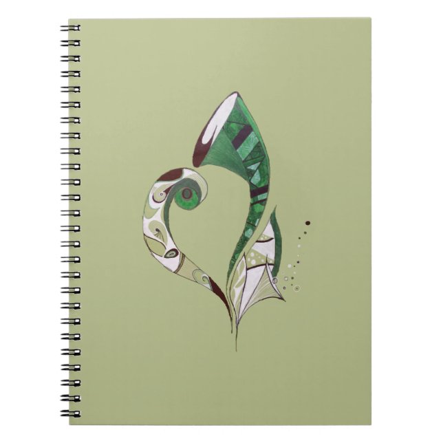 Carnet Illustration d'encre abstraite verte dessinée à la (Devant)