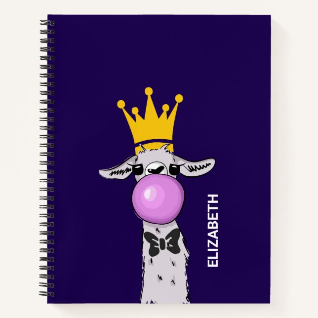 Carnet Illustration drôle de lama soufflant une bulle ros (Devant)