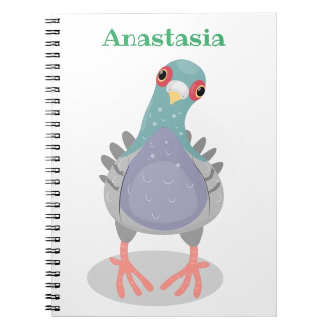 Carnet Illustration drôle de pigeon curieux (Devant)