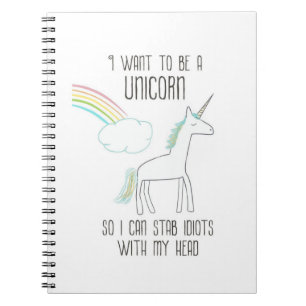 Carnet Illustration drôle Unicorne avec dire