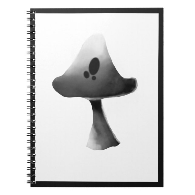 Carnet Illustration du champignon noir et blanc (Devant)