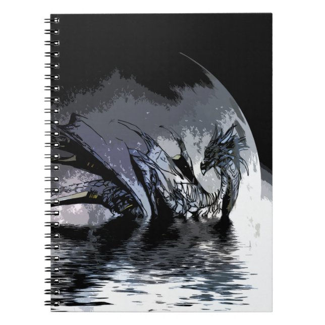 Carnet Illustration du dragon bleu et de la lune   (Devant)