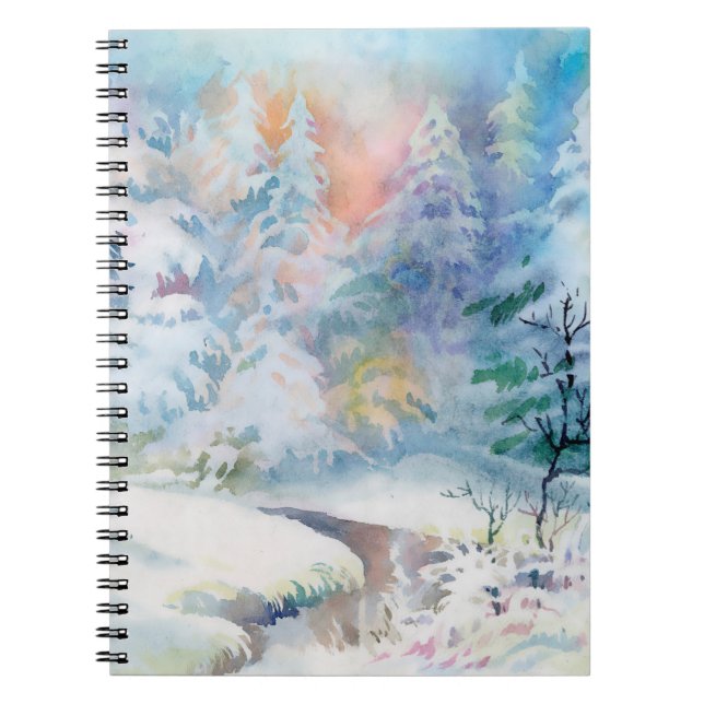 Carnet Illustration du paysage d'hiver de l'aquarelle (Devant)